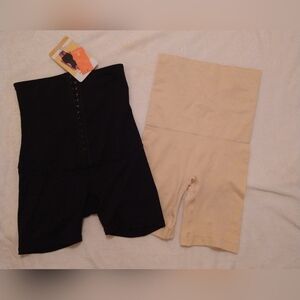 2PC@Black and BeigeTUMMY SLIMMING High-Waisted Shapewear Shorts